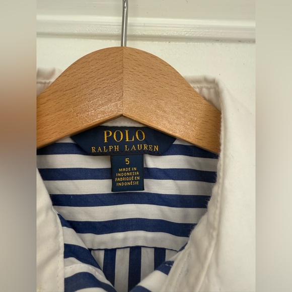 Polo Ralph Laurent Striped Blue and White Kids Dress with Belt - Picture 3 of 15